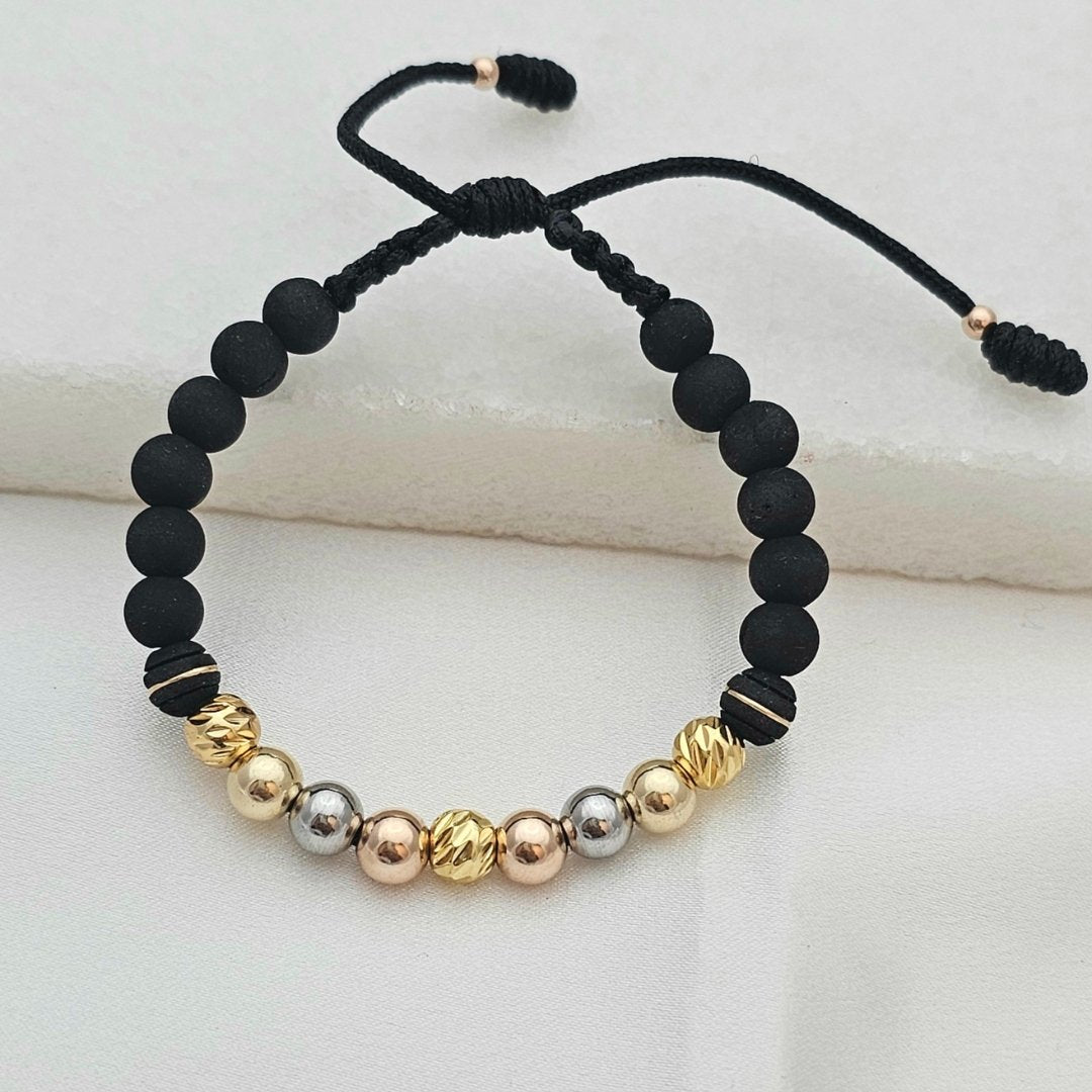 Pulsera Neo Balín Italiano Tricolor en oro laminado