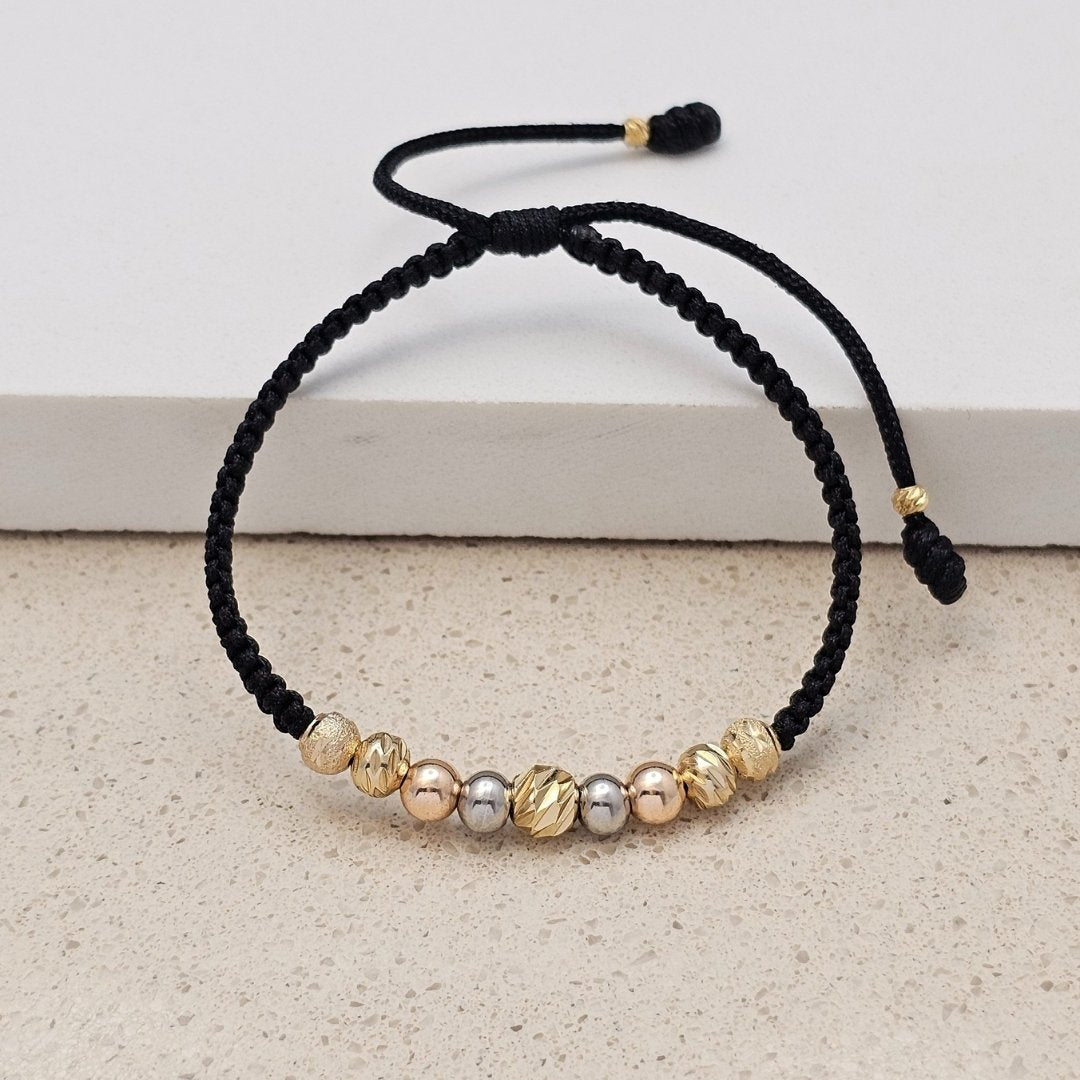 Pulsera Multi Balín Diamantado en oro laminado