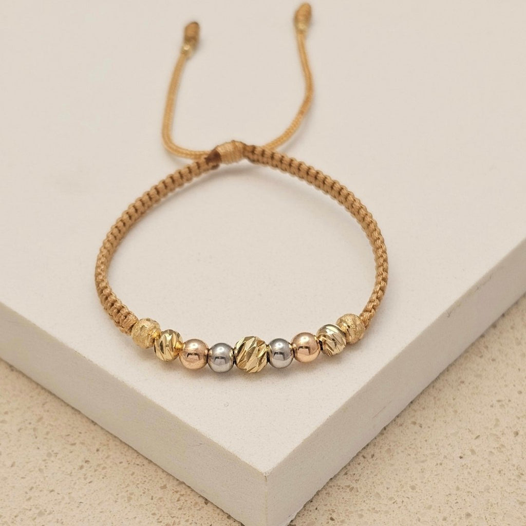 Pulsera Multi Balín Diamantado en oro laminado