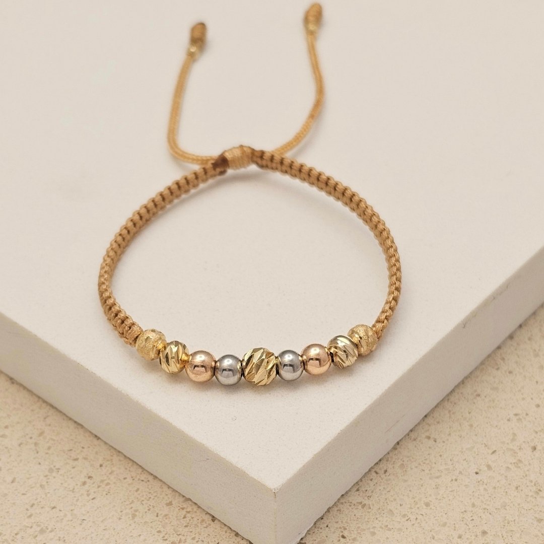 Pulsera Multi Balín Diamantado en oro laminado
