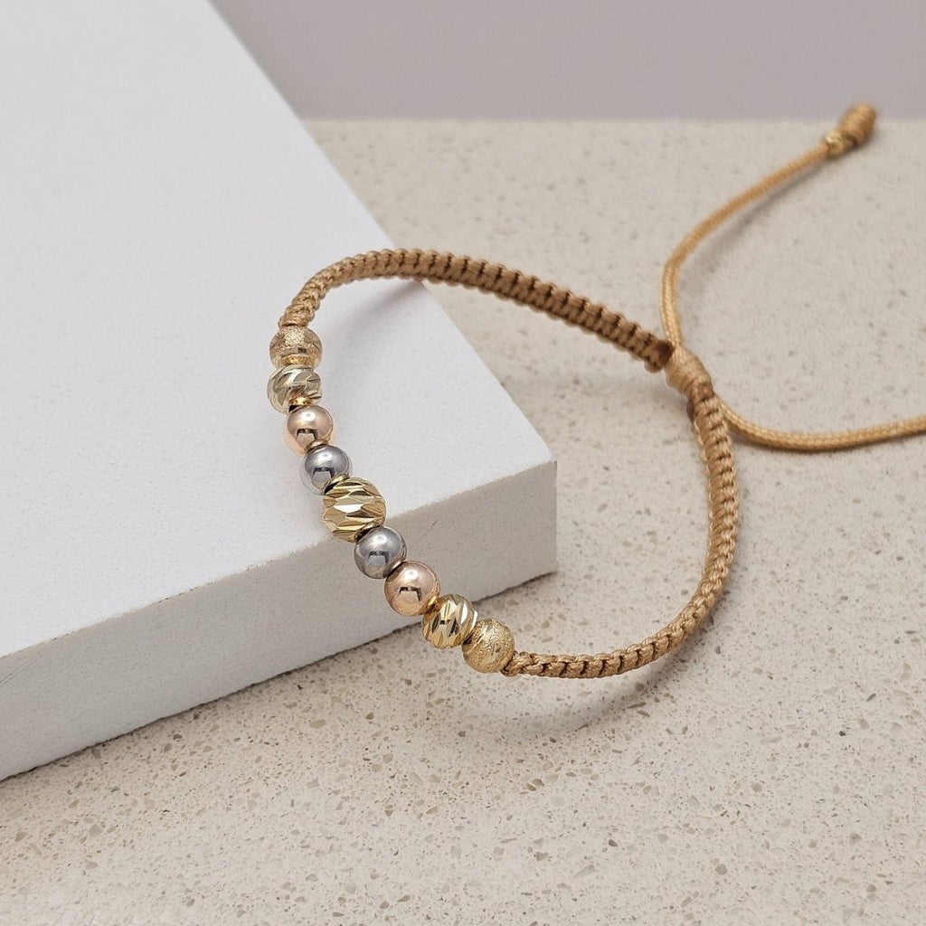 Pulsera Multi Balín Diamantado en oro laminado