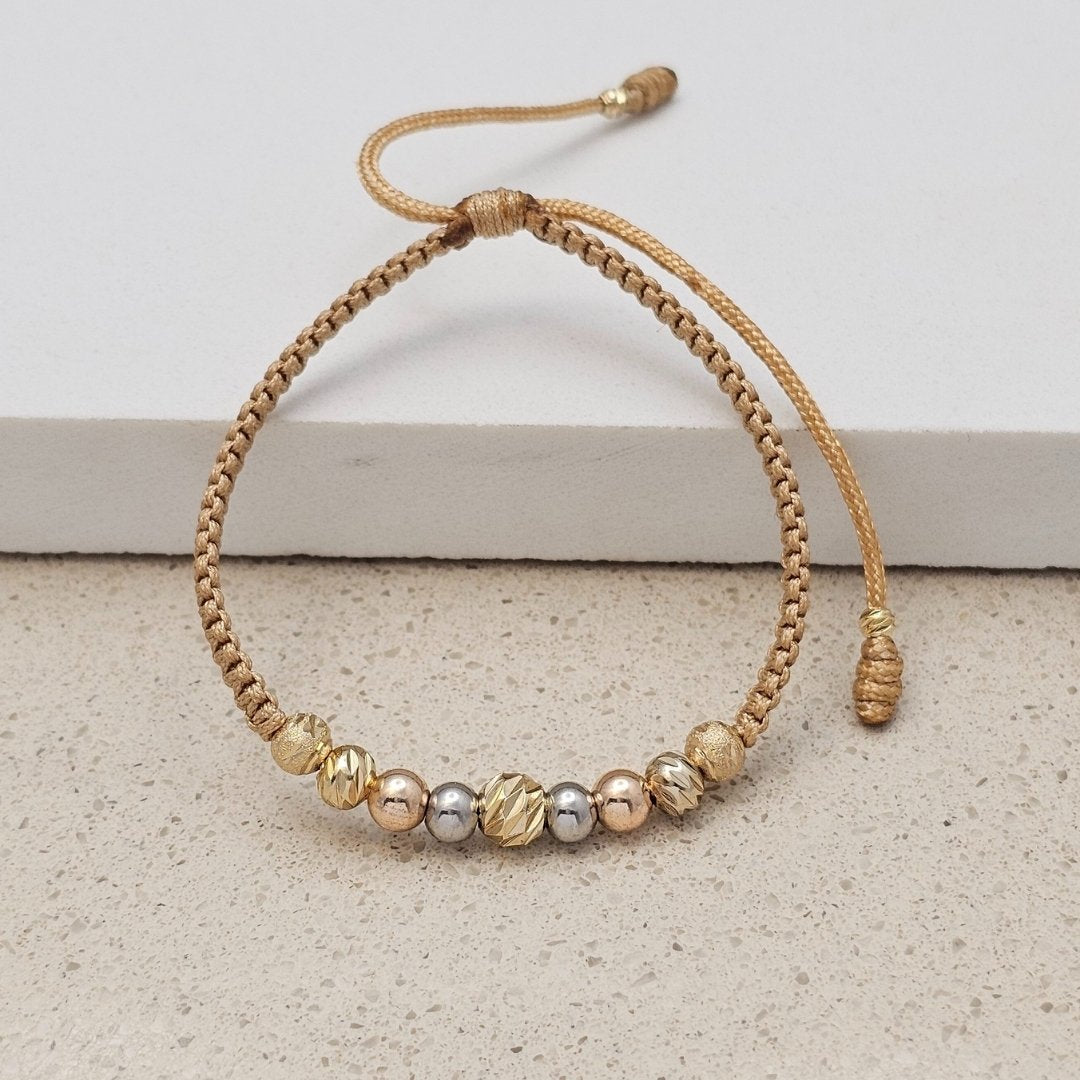 Pulsera Multi Balín Diamantado en oro laminado