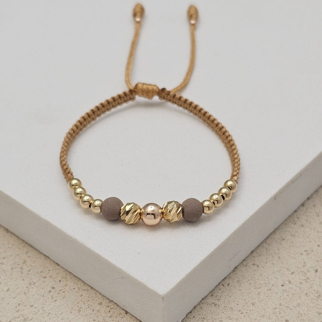 Pulsera Macramé Liso con Neopreno en oro laminado