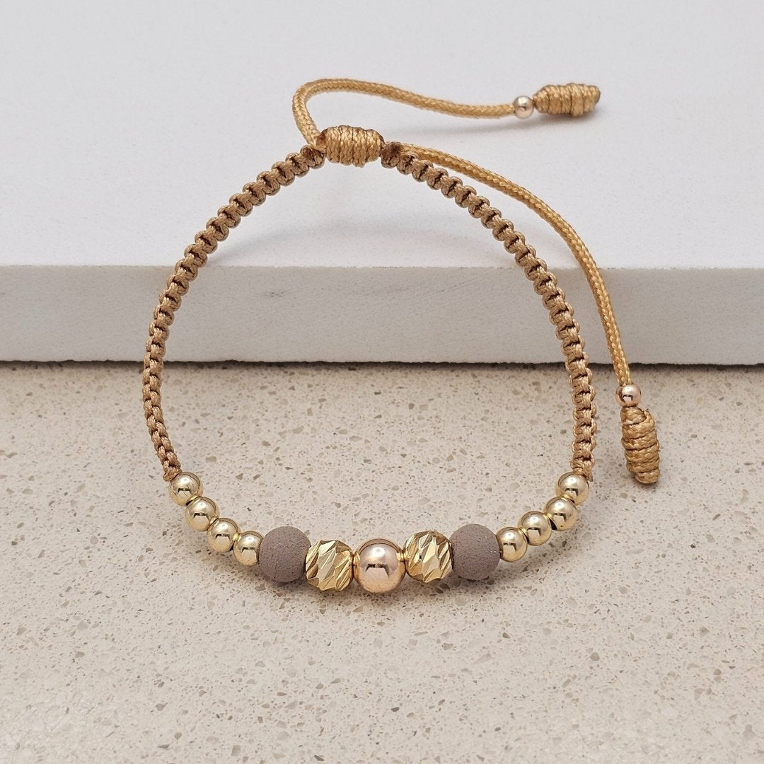 Pulsera Macramé Liso con Neopreno en oro laminado