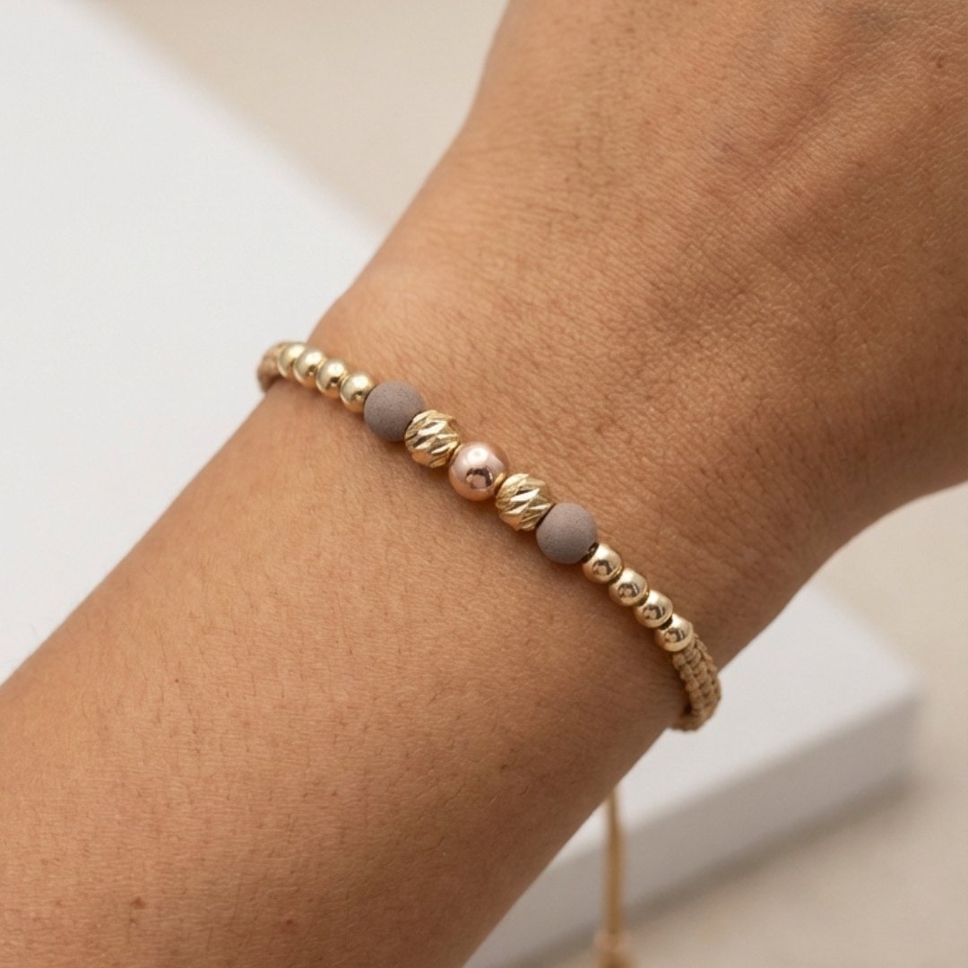 Pulsera Macramé Liso con Neopreno en oro laminado