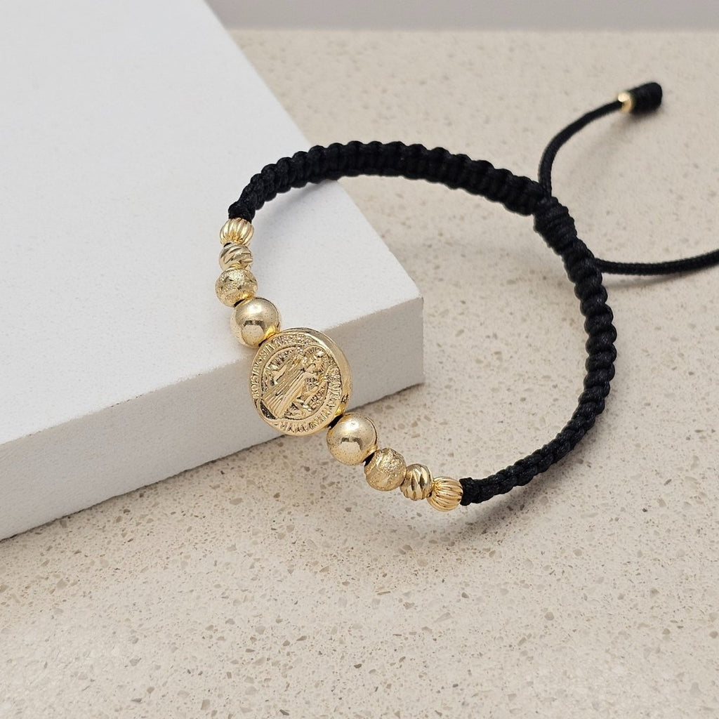 Pulsera San Benito Multi Balín en oro laminado