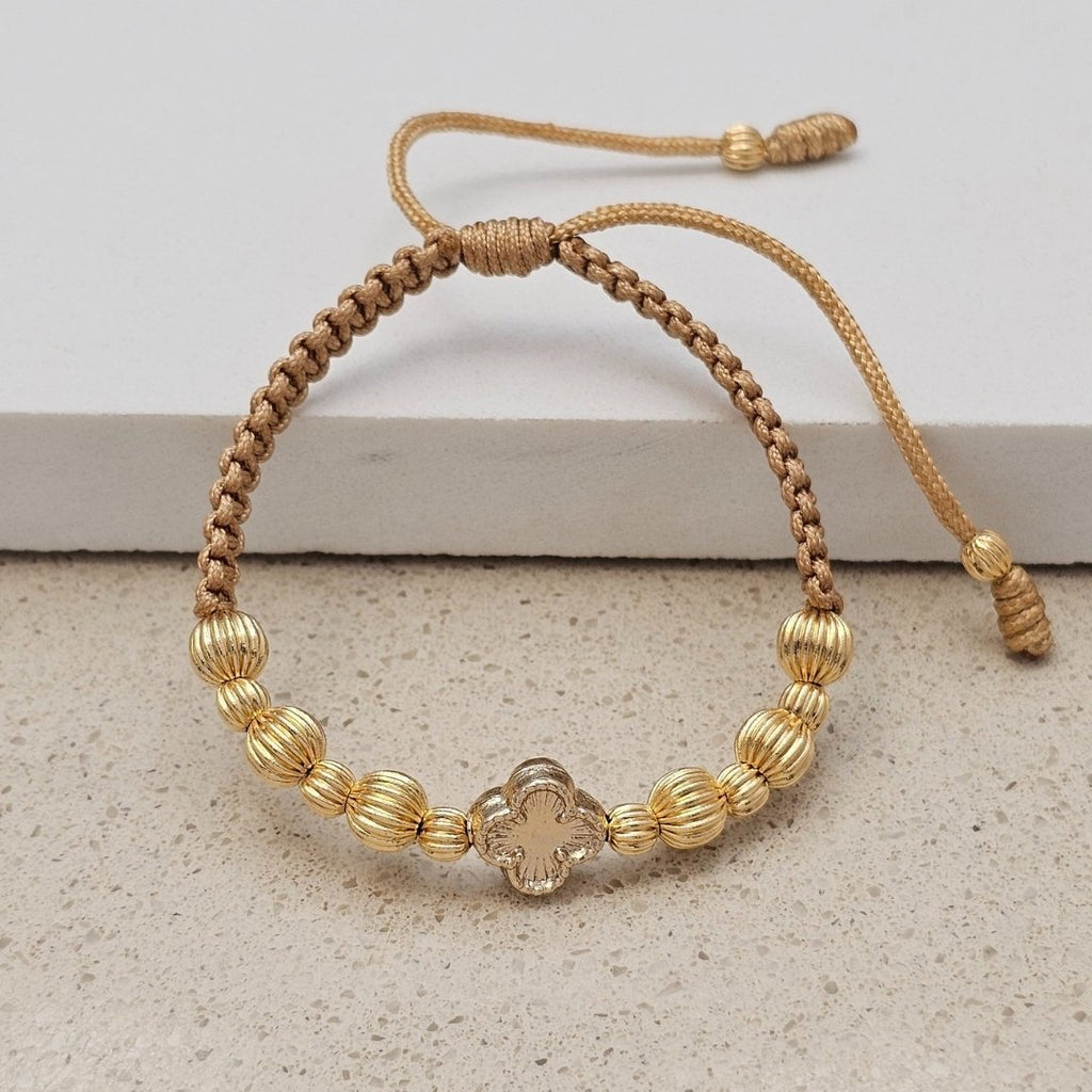 Pulsera Trébol Francés en oro laminado