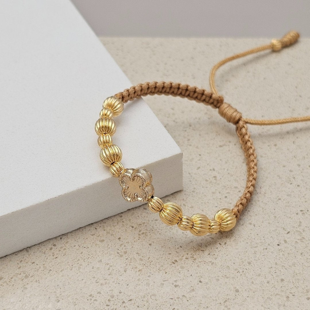 Pulsera Trébol Francés en oro laminado