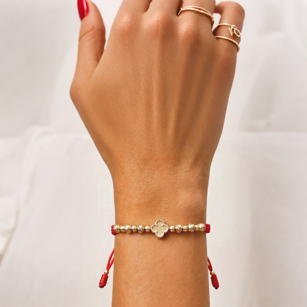 Pulsera Trébol Diamantado en oro laminado