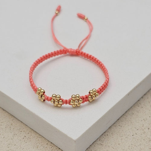 Pulsera Balín en Flor en oro laminado