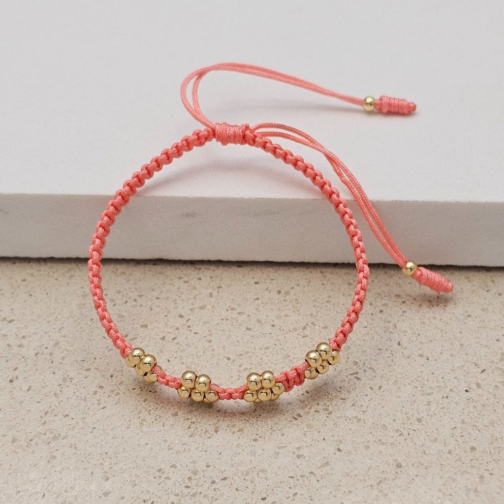Pulsera Balín en Flor en oro laminado