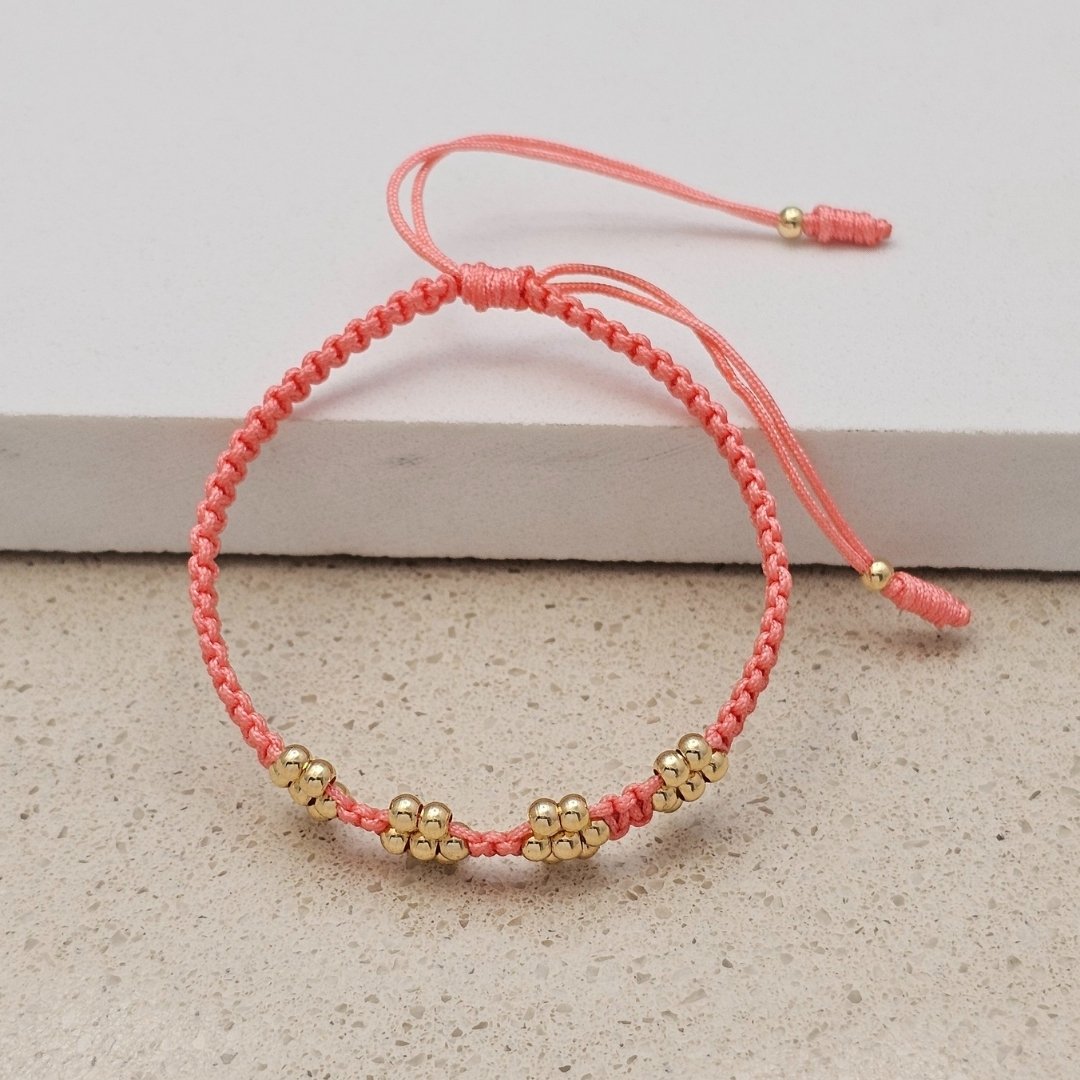 Pulsera Balín en Flor en oro laminado