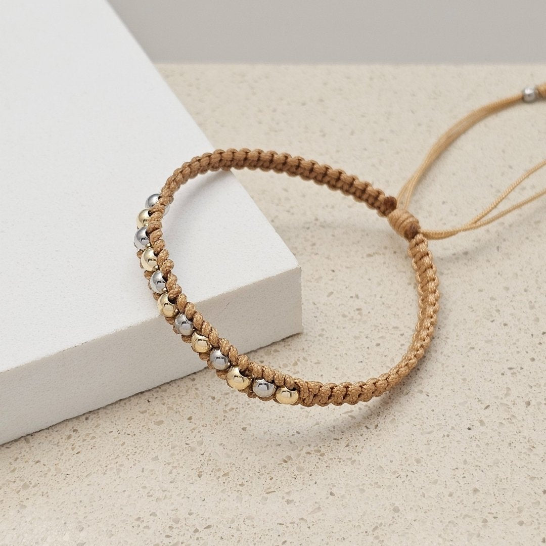 Pulsera Enlazado Bicolor en oro laminado