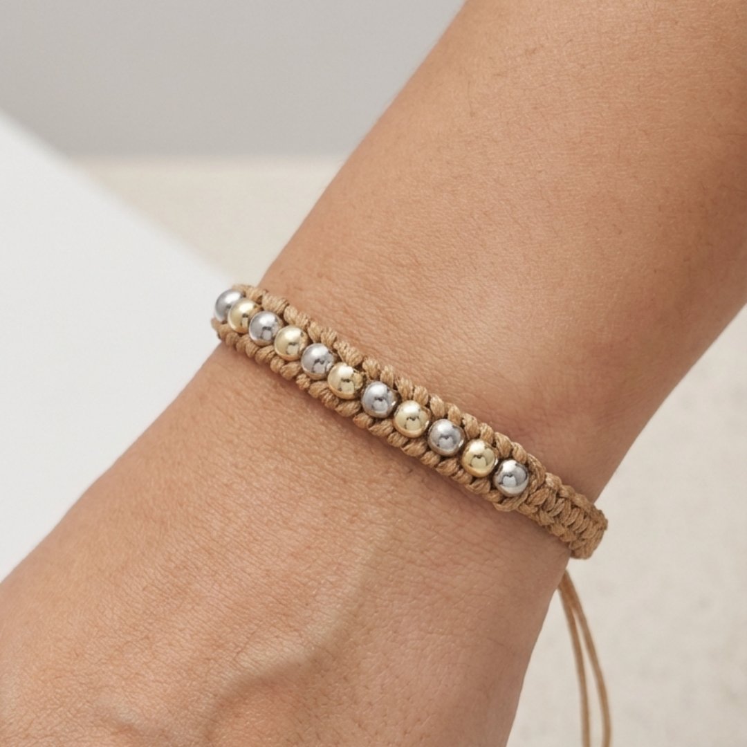 Pulsera Enlazado Bicolor en oro laminado