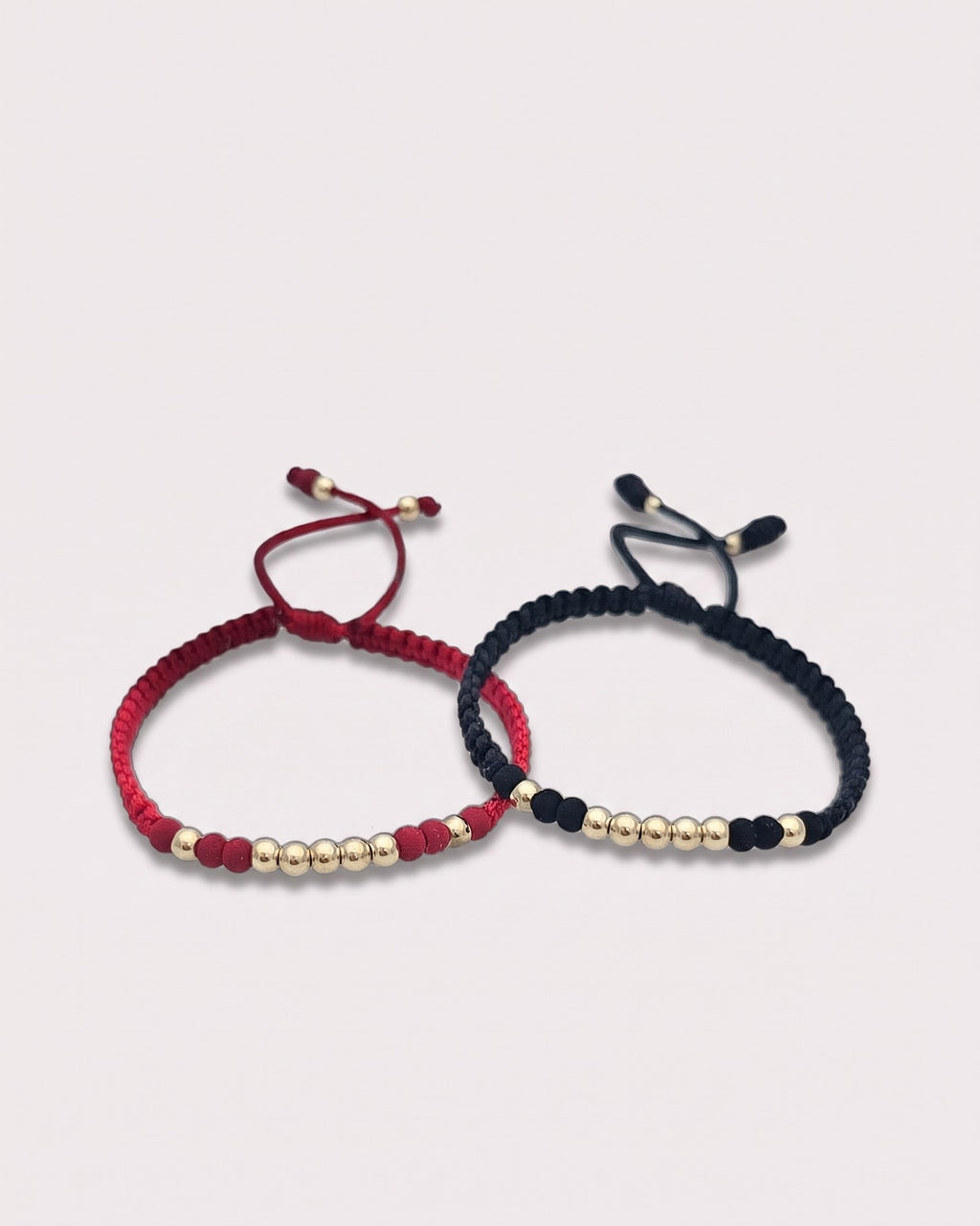 Pulsera Neo-Balín 4mm en rojo y negro, oro laminado 18k